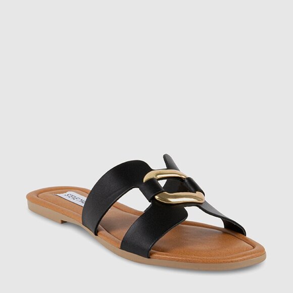 Steve Madden Composure Slide Sandal in Black Leather. Sz: 10 - Picture 1 of 7